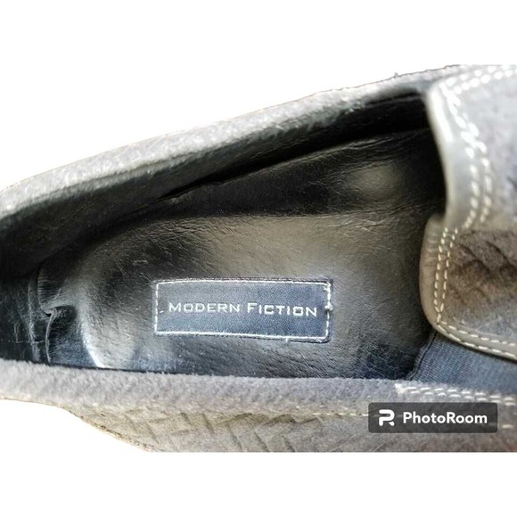 Modern Fiction Men's Gray Leather Loafers US Size 11 RAND Woven Comfort Slip On - Picture 6 of 7